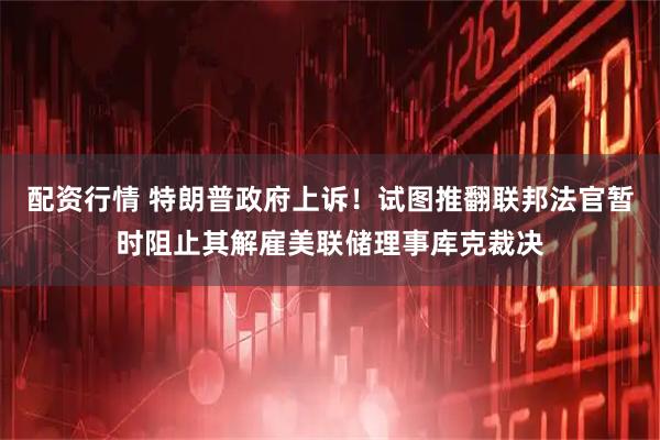 配资行情 特朗普政府上诉！试图推翻联邦法官暂时阻止其解雇美联储理事库克裁决